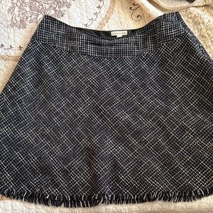 Coldwater Creek Black and White Tweed A-Line Skirt with Fringe